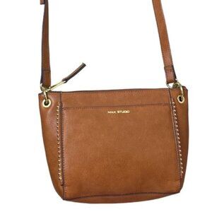Max Studio Women's Designers Tan Brown With Gold tone details Crossbody Bag Sz M